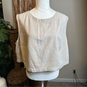 a new day Natural Beige Boxy Cropped Tank